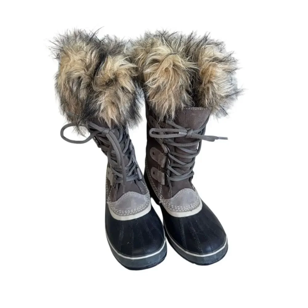Sorel Joan of Arctic Quarry Grey Suede Winter Snow Boots NL1540-051 Size 9